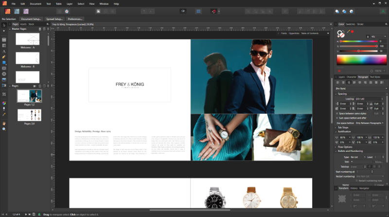 Affinity Publisher screen